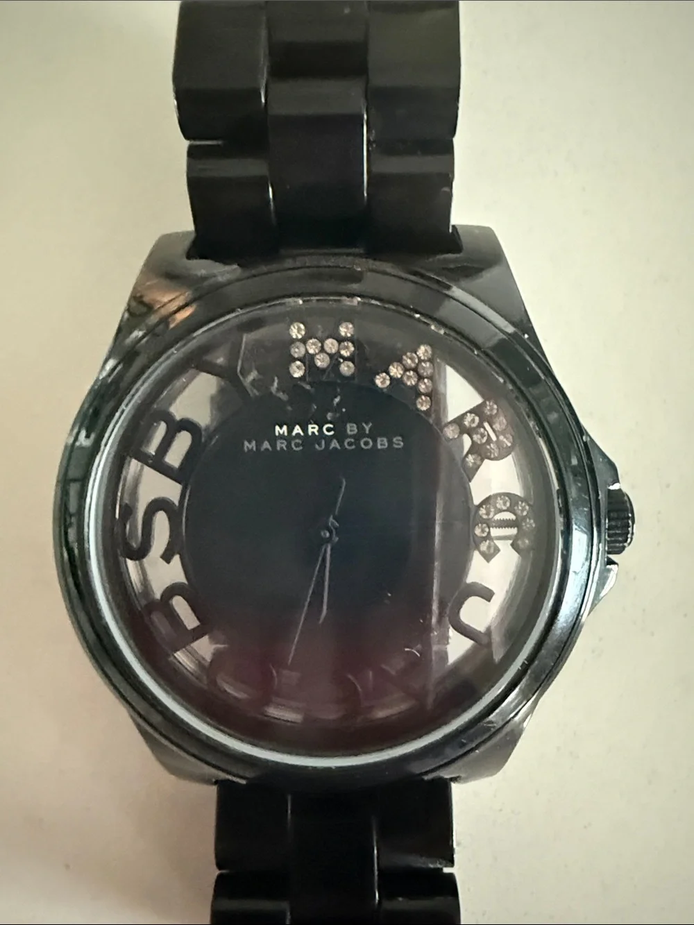 Marc by Marc Jacobs Black Resin Bracelet Watch with Logo Cutout